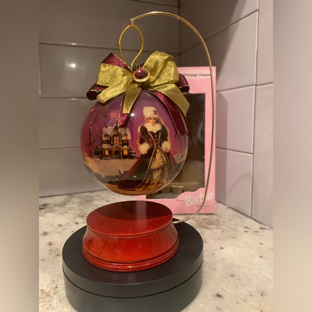 Vintage Barbie 4" Ornament 1993 With Stand